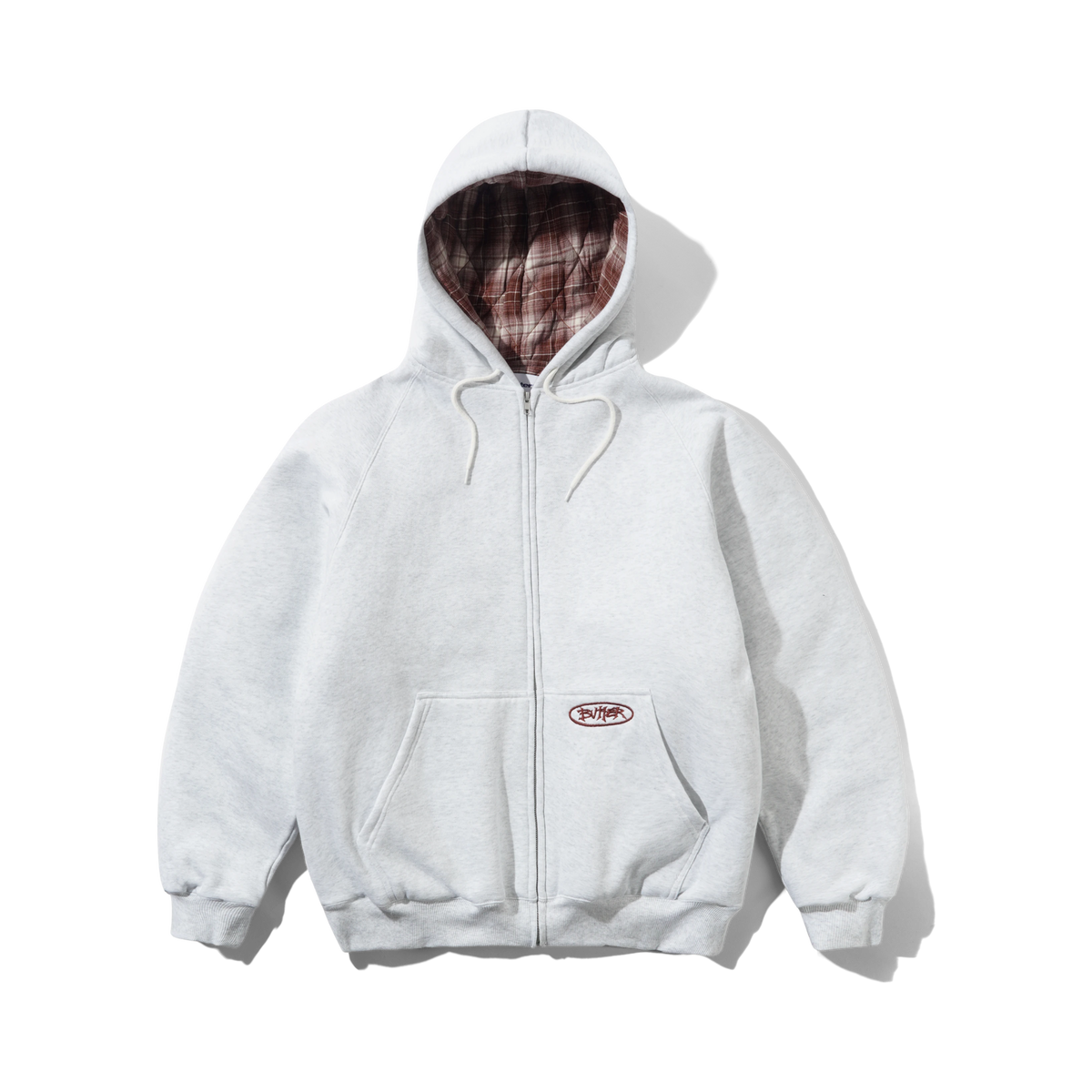 Butter Goods Plaid Lined Zip-Thru Hood Ash - vue principale