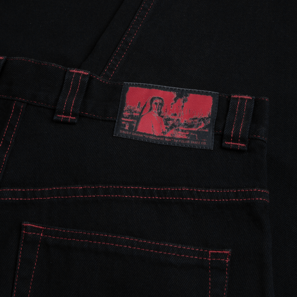 POLAR APOCALYPSE NUN BIG BOY PANTS BLACK/RED