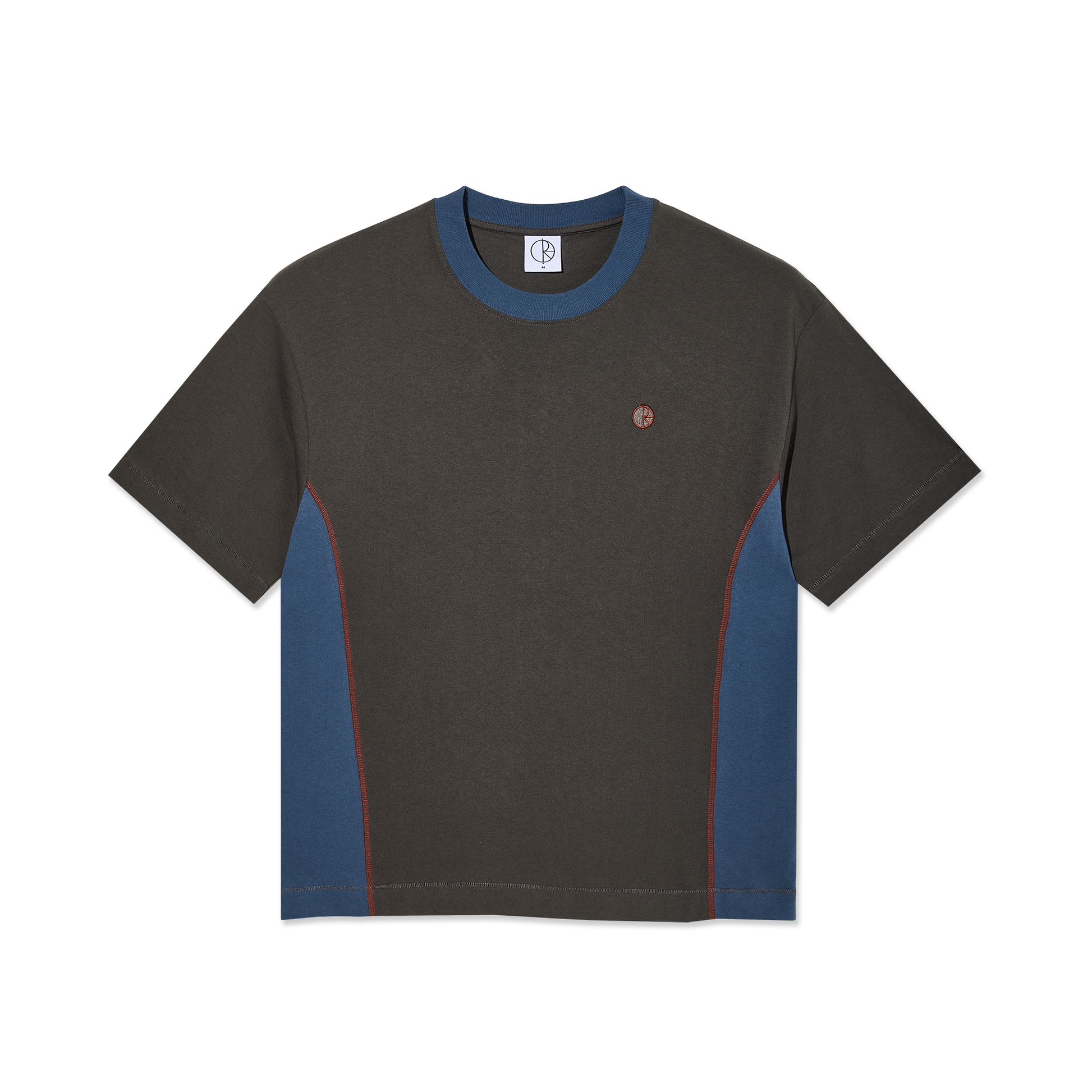 POLAR SURF PANEL TEE - Dirty Black/Grey Blue
