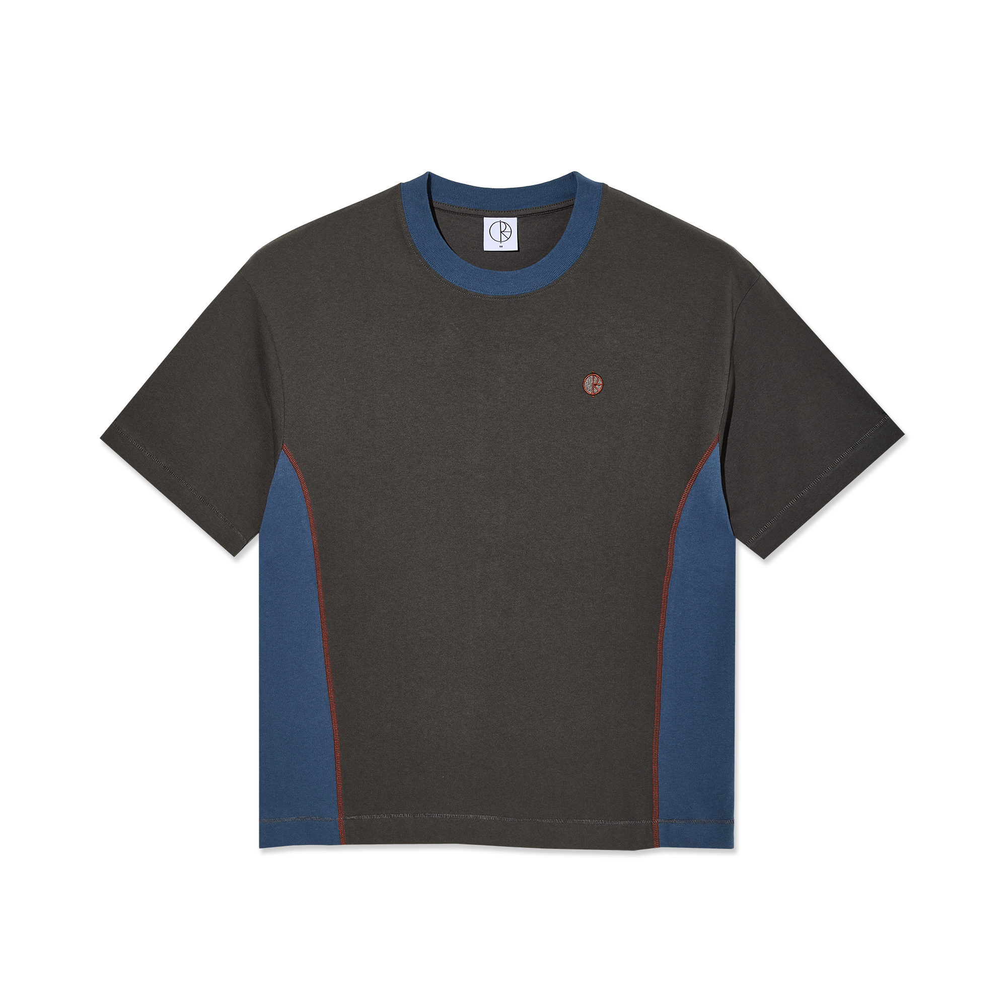 POLAR SURF PANEL TEE - Dirty Black/Grey Blue