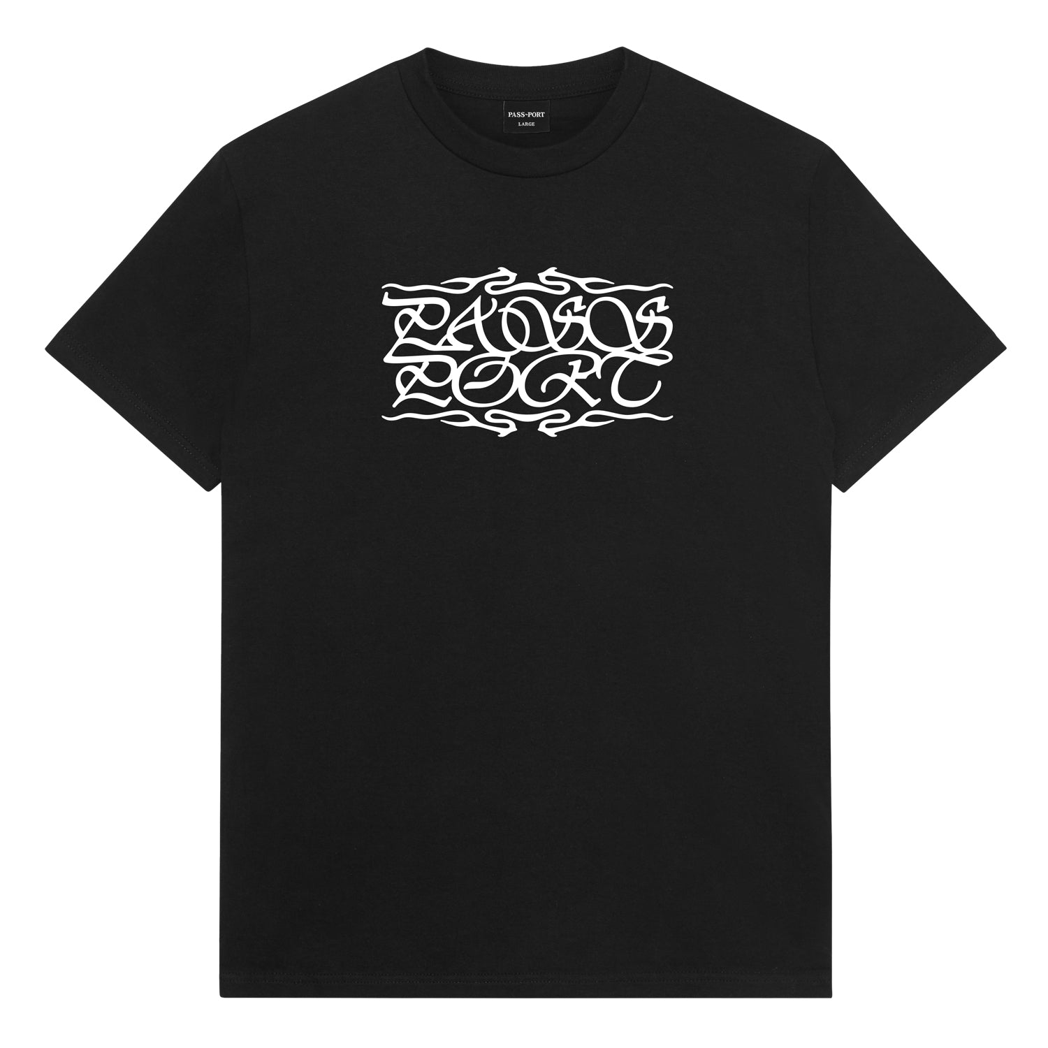 PASSPORT CALLIGRAPHY TEE BLACK - avant