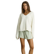 RHYTHM W ADELE OVERSIZED LS KNIT TOP - CREAM