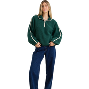 RHYTHM W CAMP HALF ZIP SHERPA PULLOVER - PINE