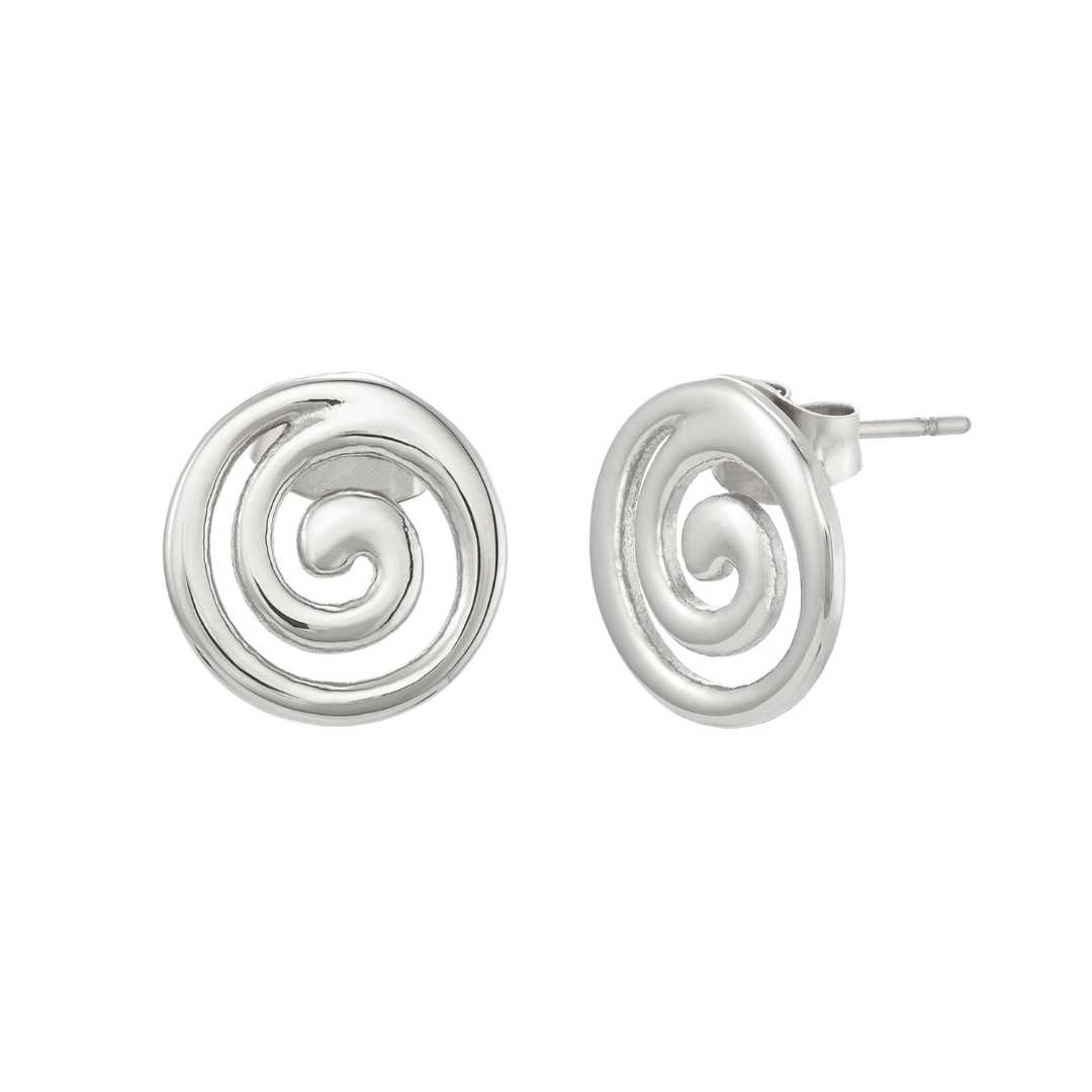 Twenty Compass Swirl Earrings Silver