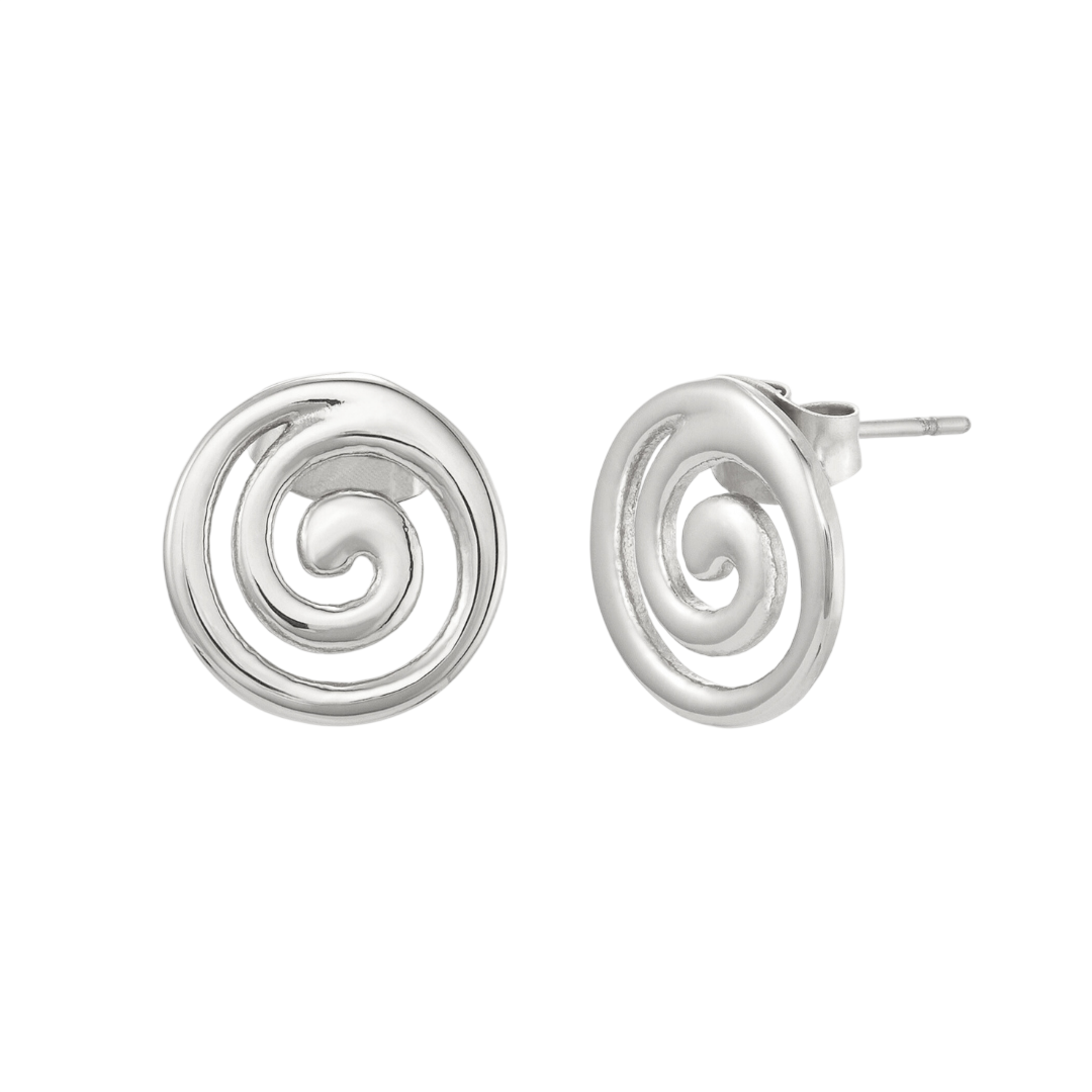 Twenty Compass Swirl Earrings Silver