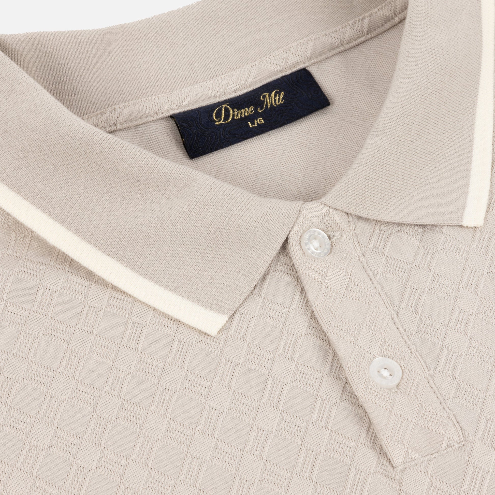 DIME JACQUARD LS POLO BEIGE - détail 2