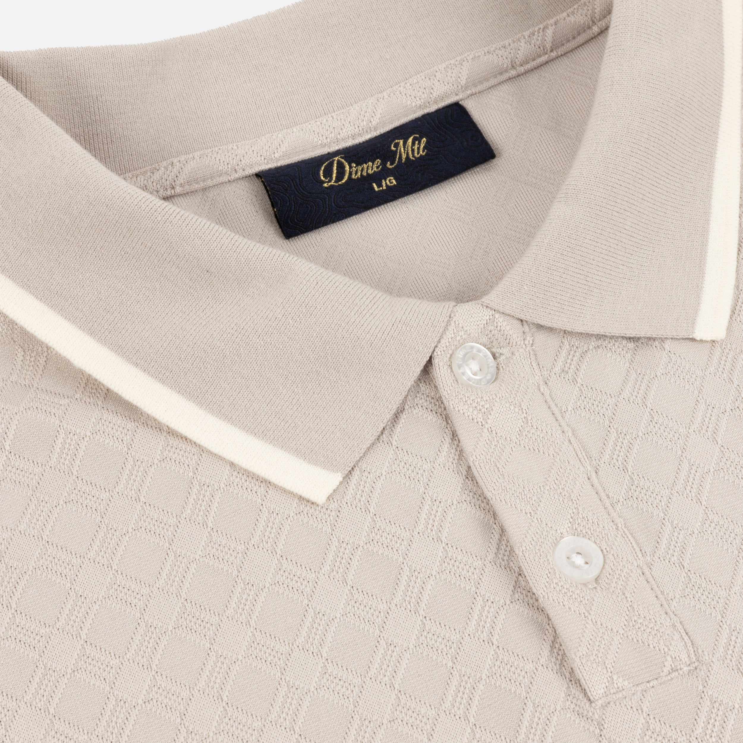 DIME JACQUARD LS POLO BEIGE - détail 2