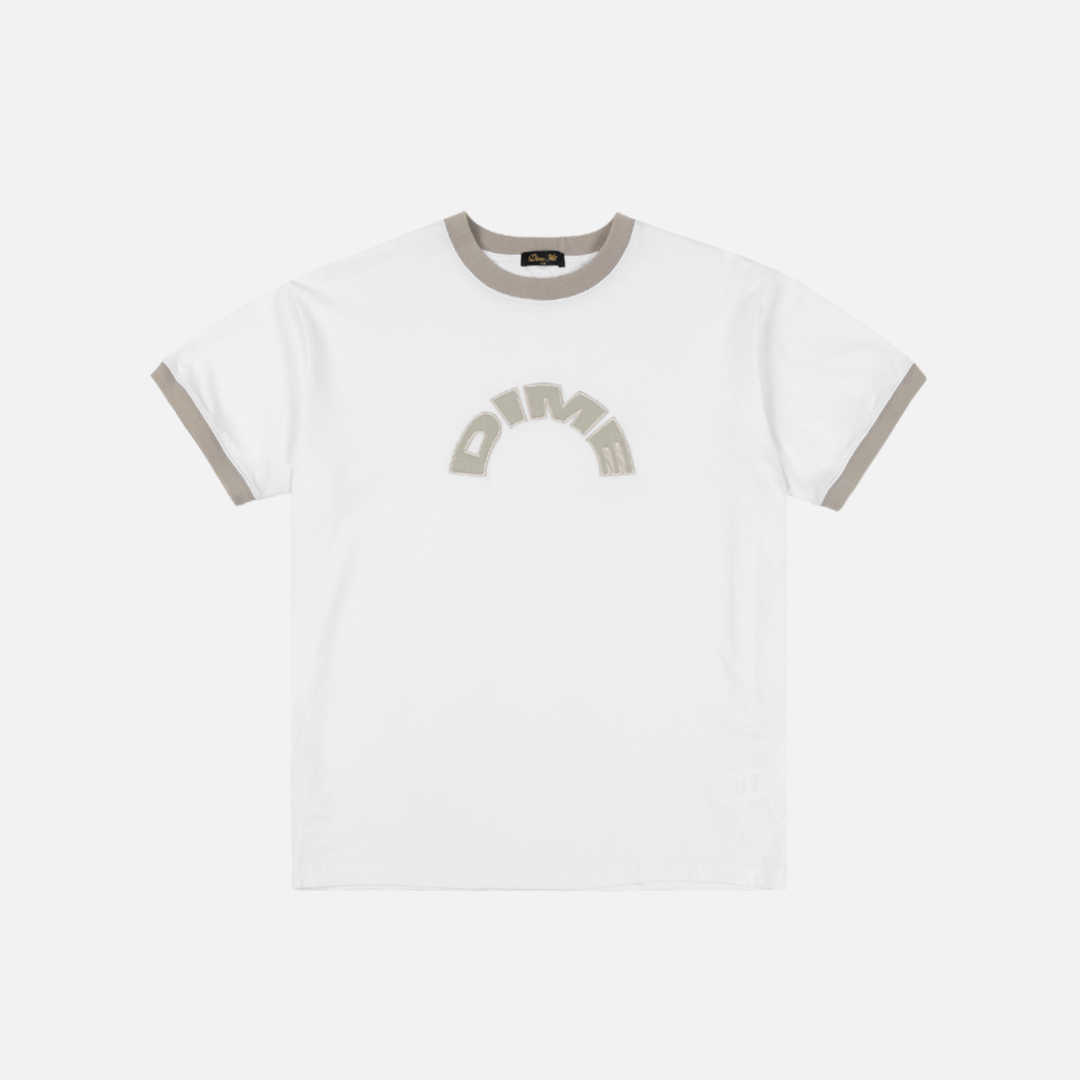 DIME Arch Ringer T-Shirt White — flat