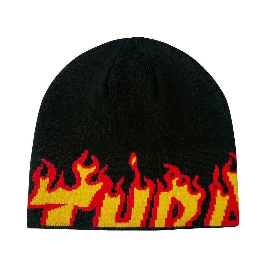 THRASHER FLAME SKULLY BEANIE BLACK
