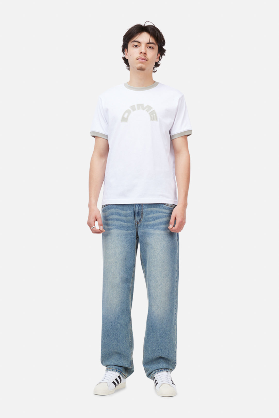 DIME Arch Ringer T-Shirt White — porté 1