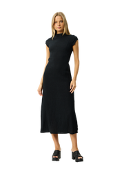 Afends W Elodie Hemp Seersucker Midi Dress Black