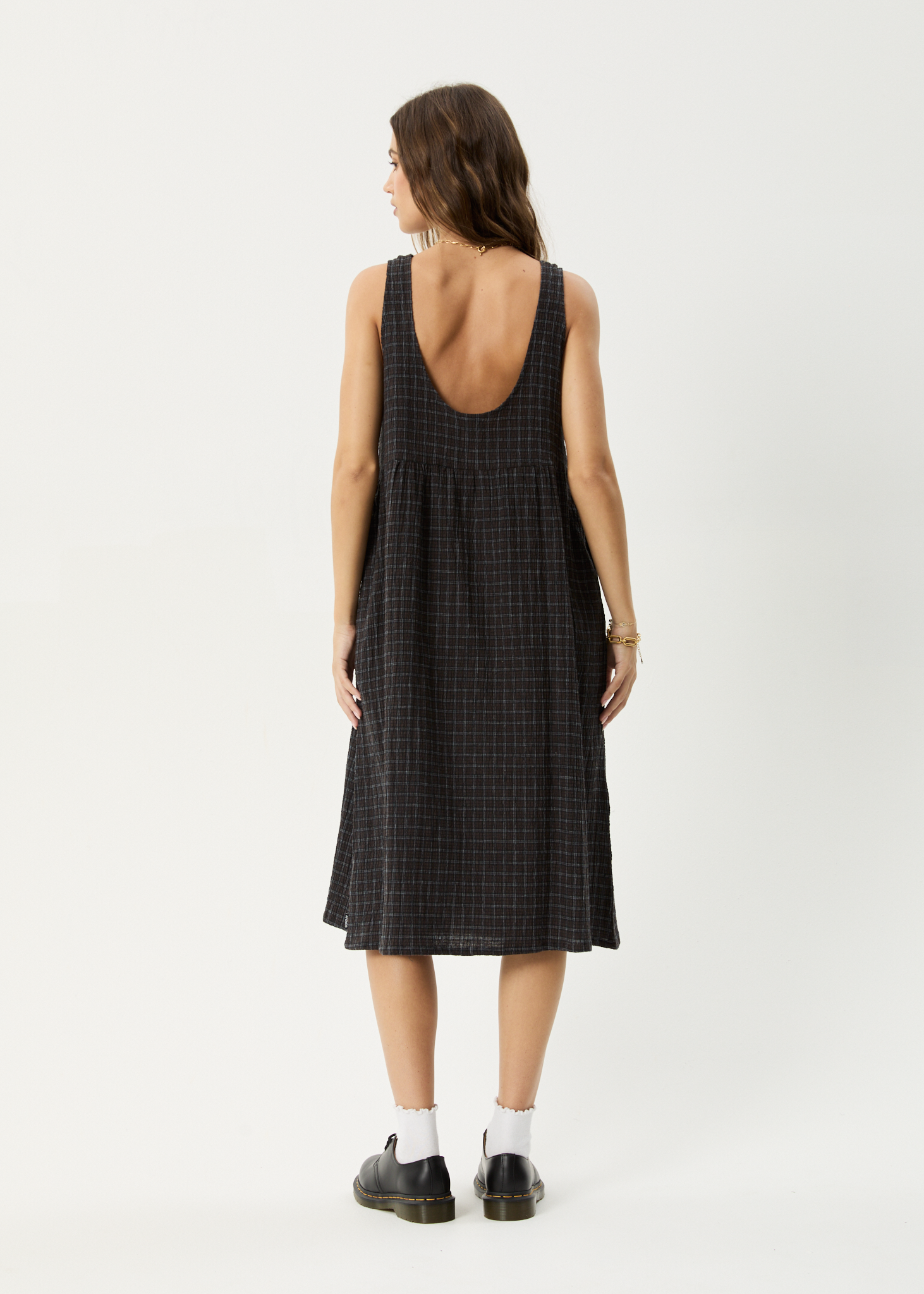 AFENDS W DARKNESS HEMP SEERSUCKER MIDI DRESS