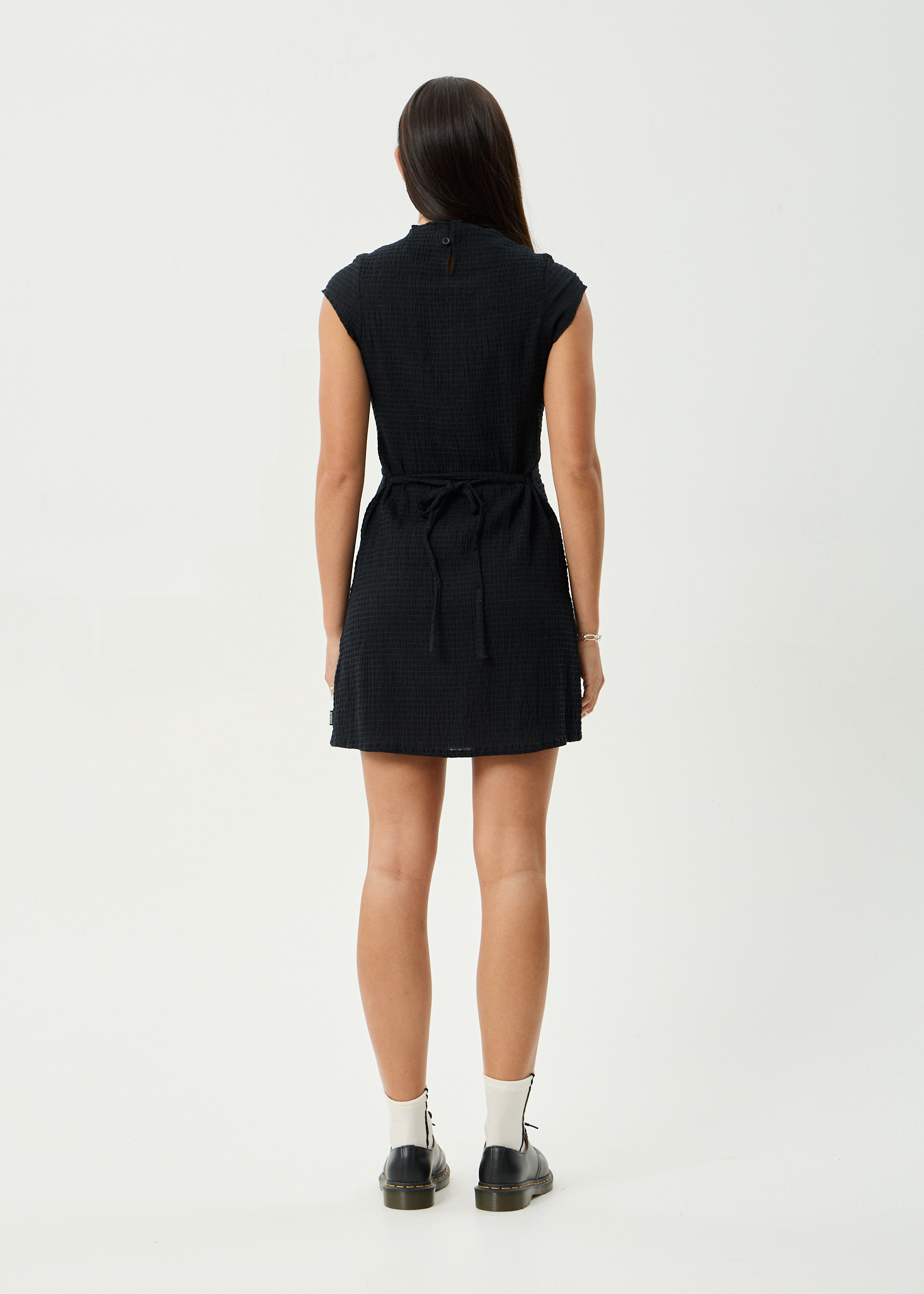 AFENDS W FOCUS HEMP SEERUCKER MINI DRESS