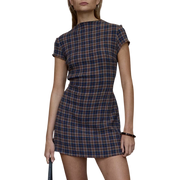 AFENDS W ELODIE SEERSUCKER CHECK DRESS Indigo Check