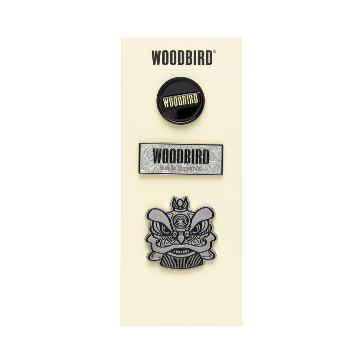 WOODBIRD PIN WIN BADGES