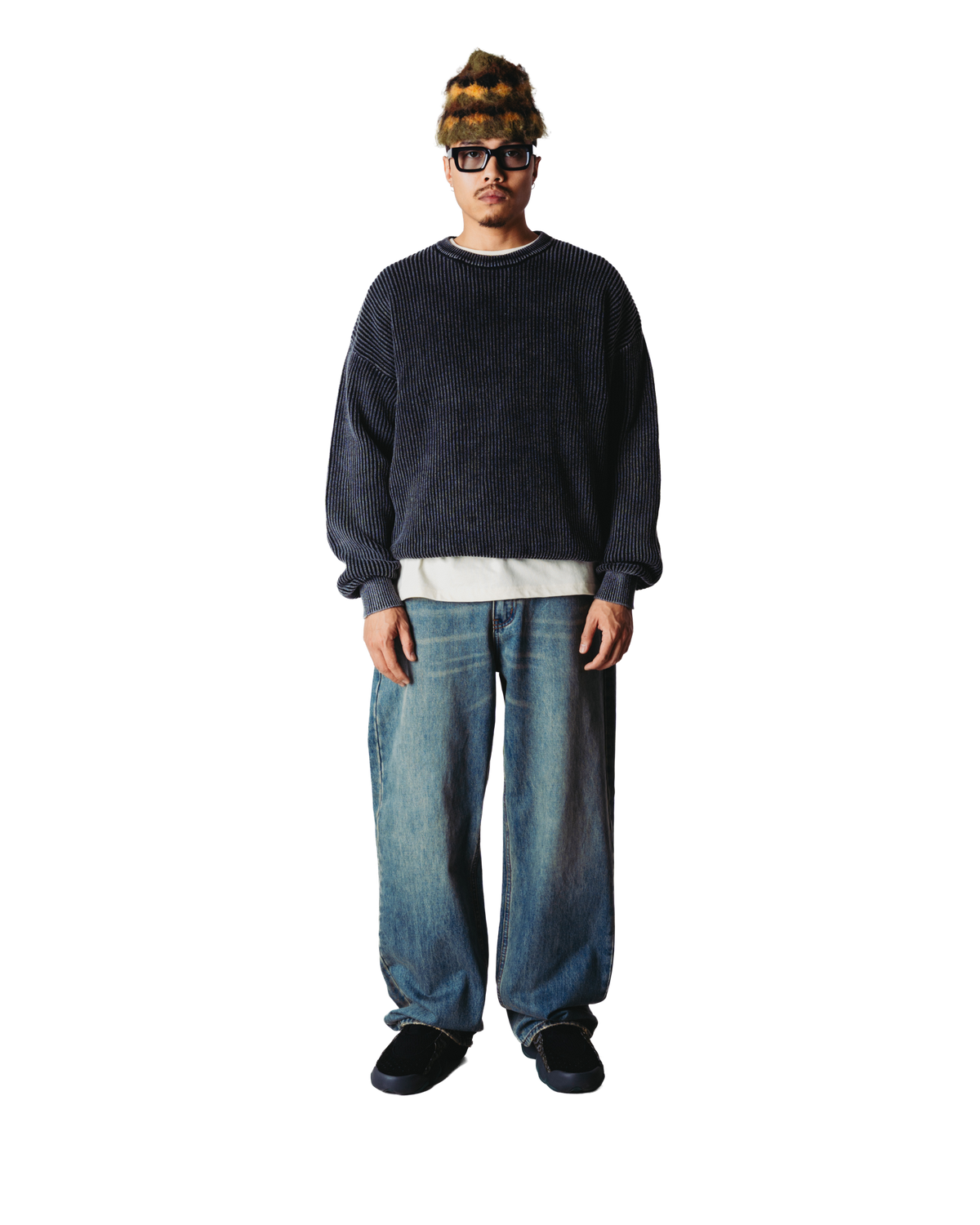 WOODBIRD SAKE WASHED CREW Washed Black