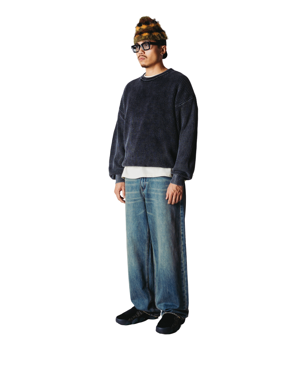 WOODBIRD SAKE WASHED CREW Washed Black