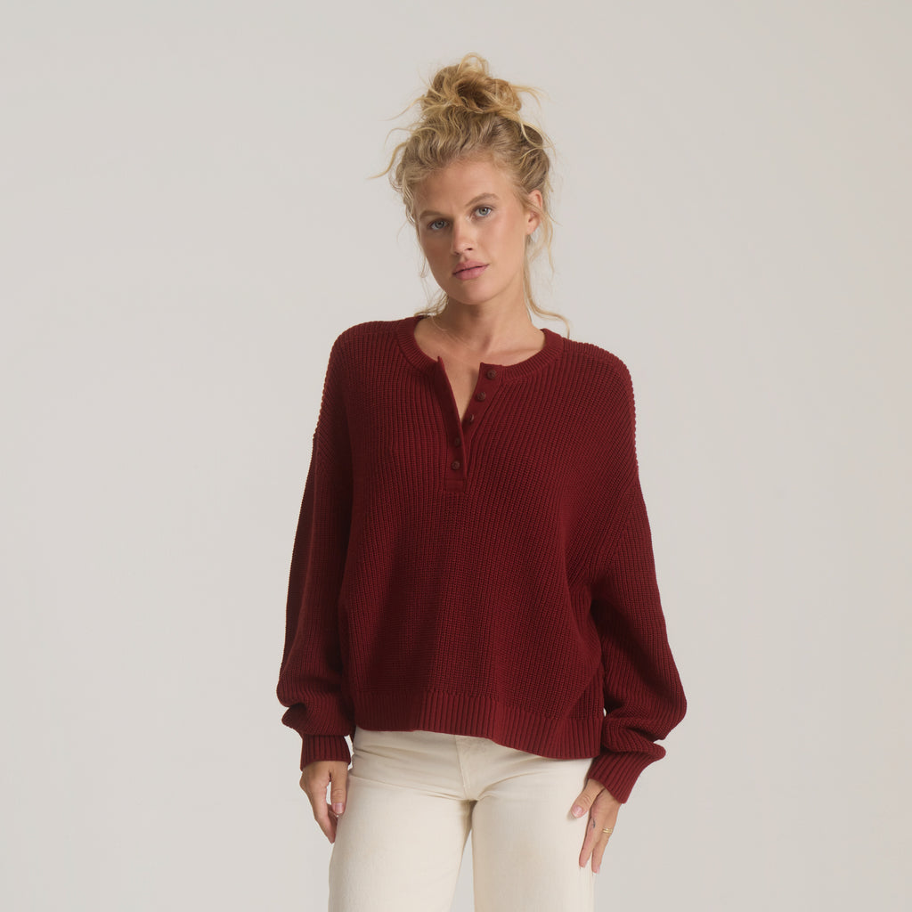 ROARK W MADE TO FADE SWEATER CHERRYWOOD