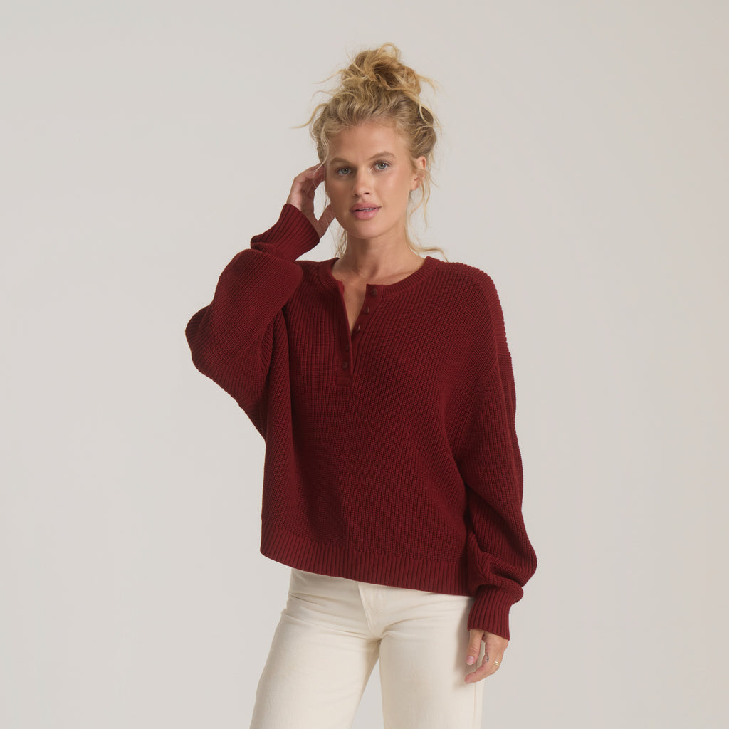 ROARK W MADE TO FADE SWEATER CHERRYWOOD côté