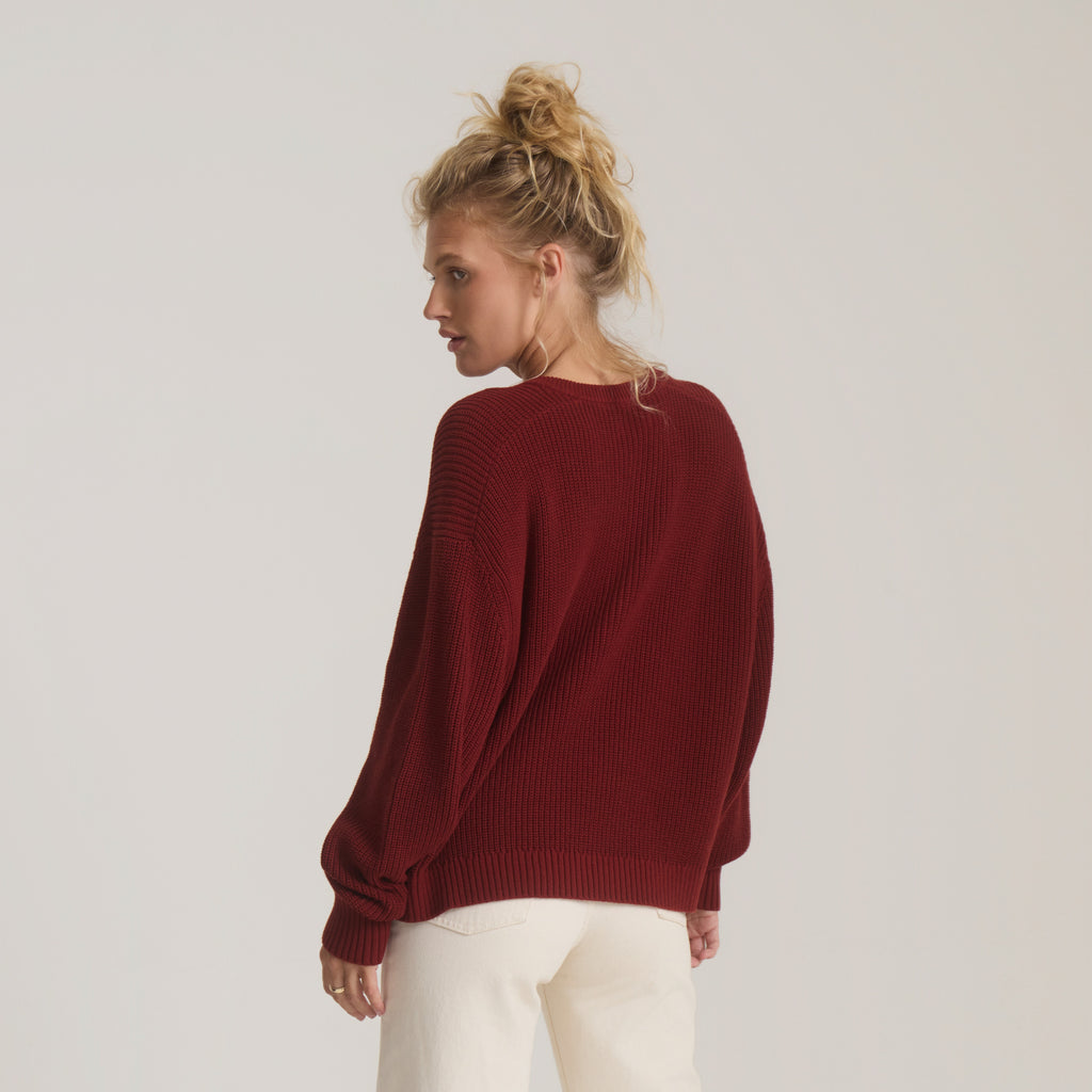 ROARK W MADE TO FADE SWEATER CHERRYWOOD dos