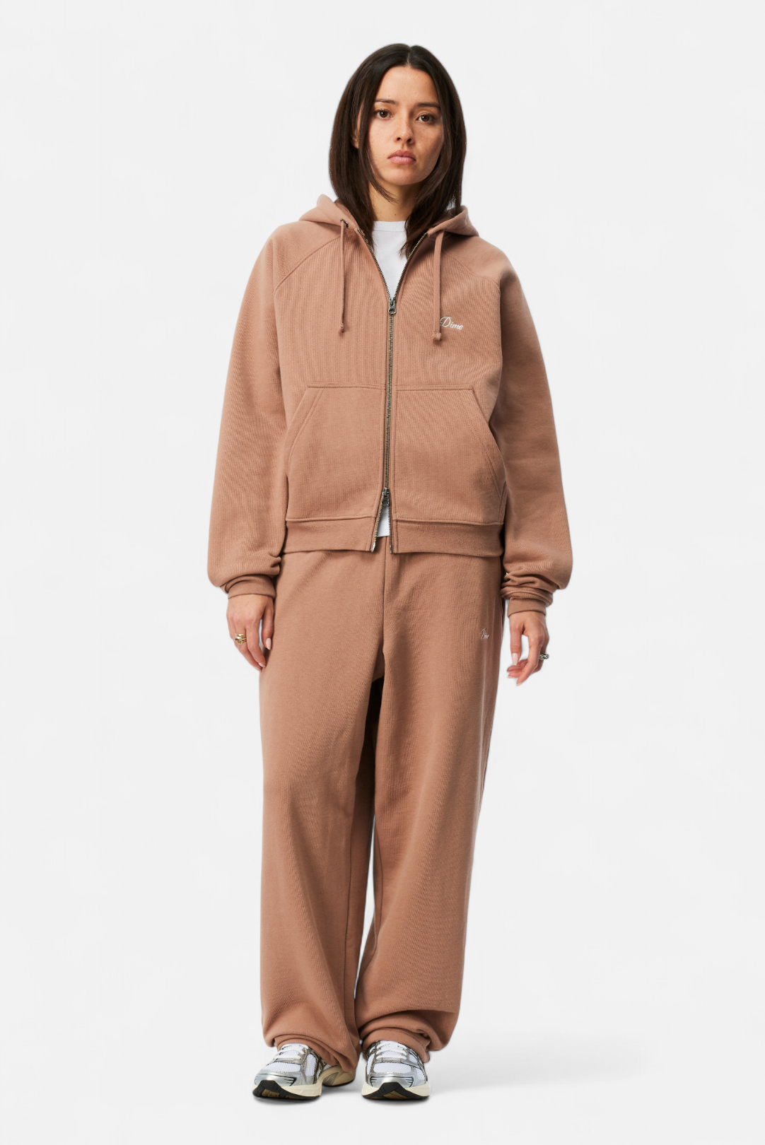 DIME CURSIVE SMALL LOGO ZIP HOODIE