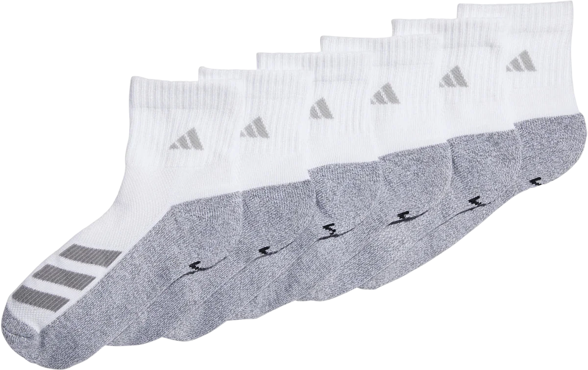 ADIDAS Y CUSHIONED ANGLE STRIPE QUARTER SOCKS 6 PAIRS - Boutique Homies