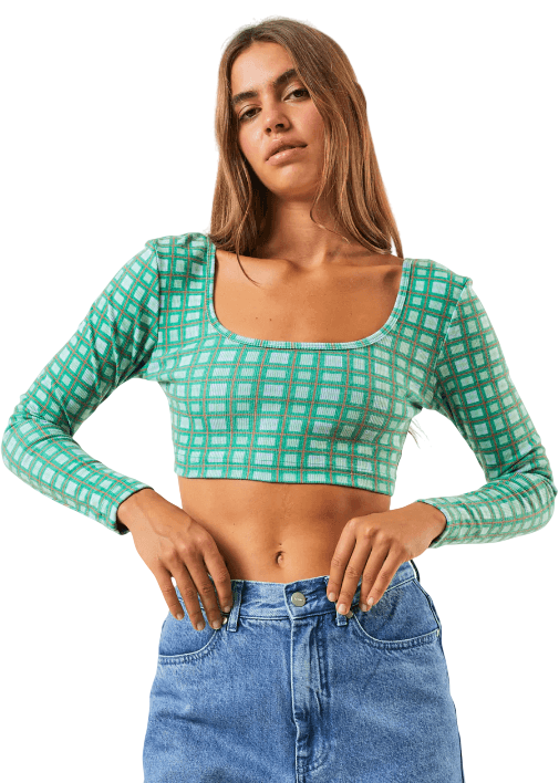 AFENDS TULLY HEMP RIB CHECK LONG SLEEVE - Boutique Homies