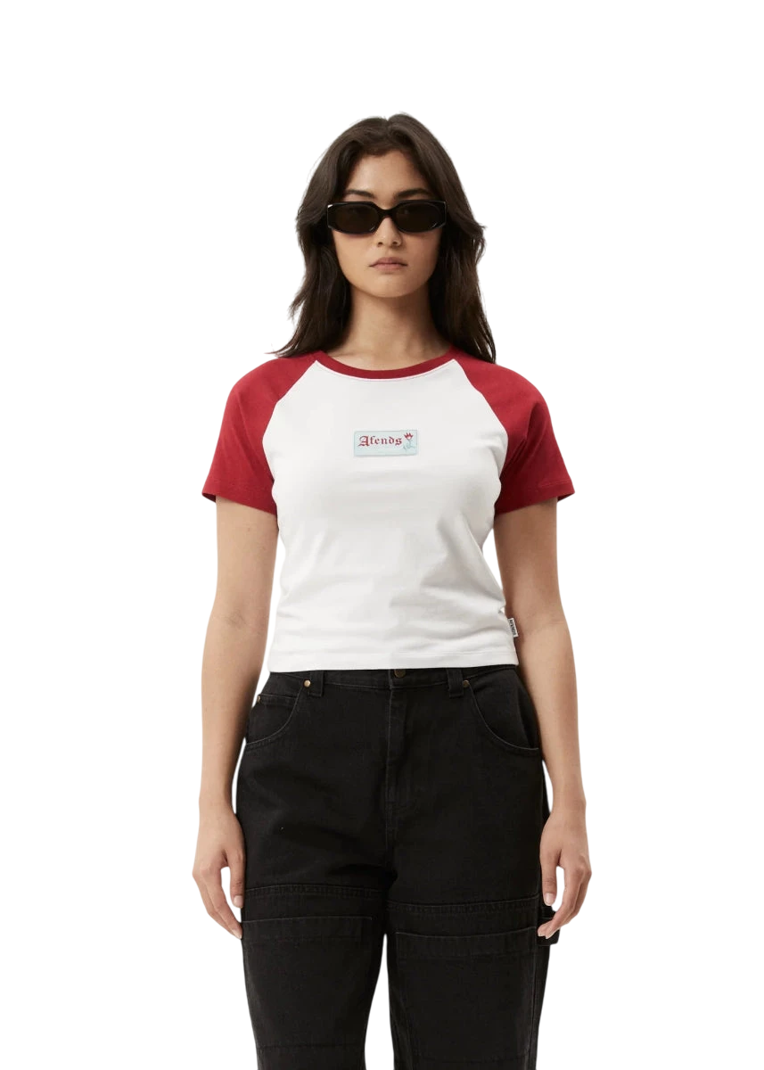 AFENDS W HOMELY RAGLAN REC BABY TEE - Boutique Homies