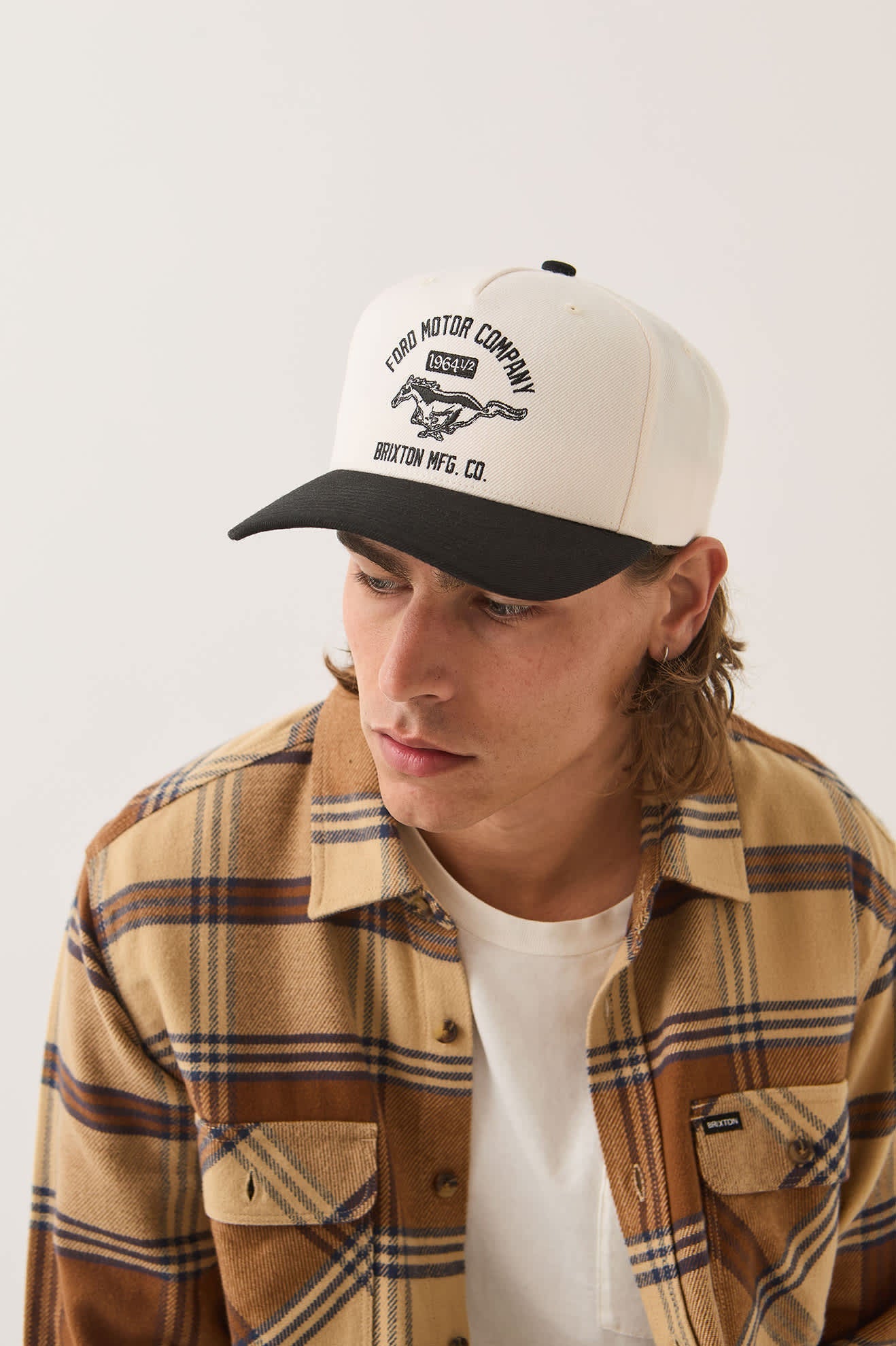 BRIXTON X FORD MUSTANG SNAPBACK - Wimbledone White/Burnt Rubber