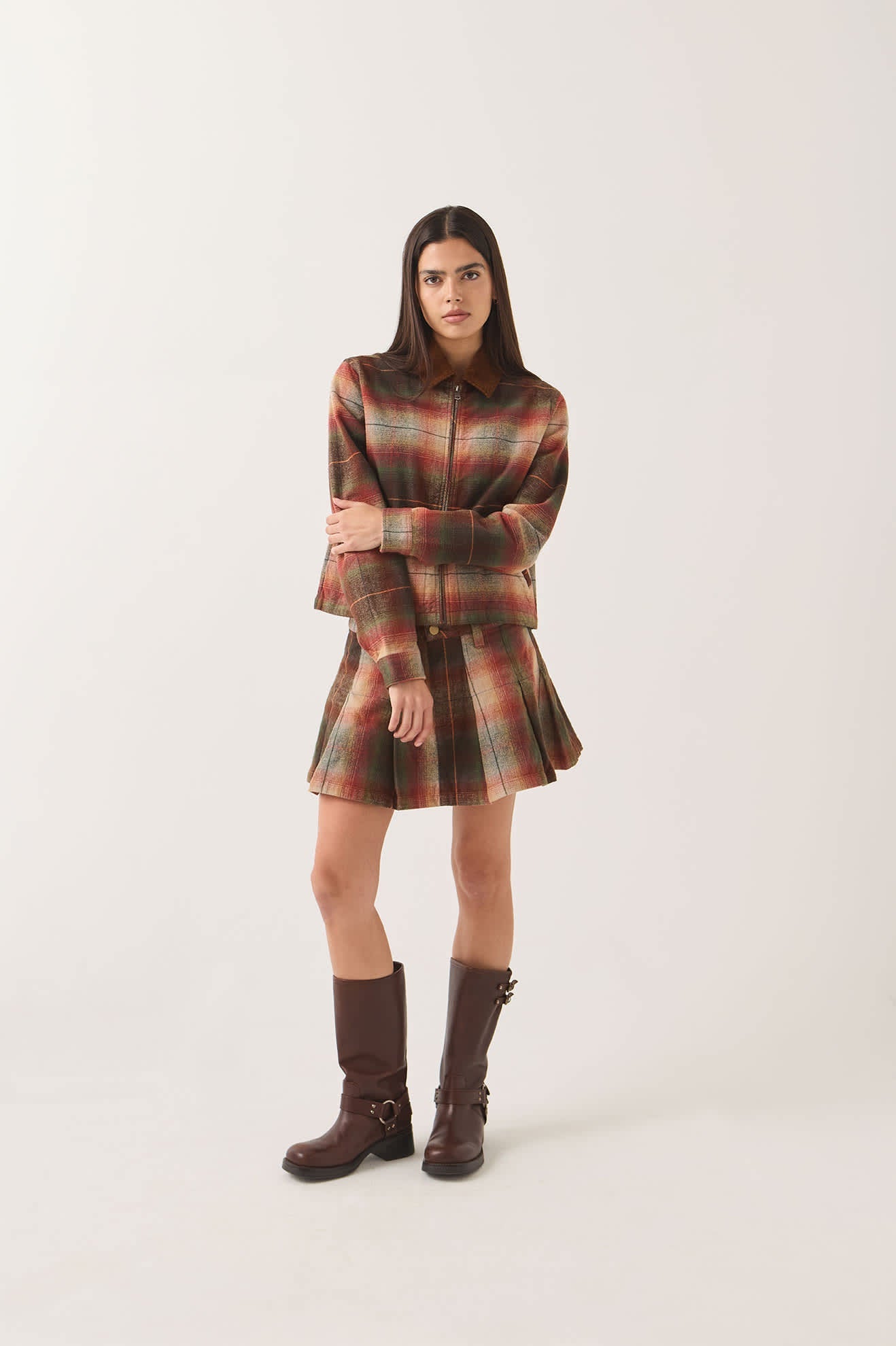 Brixton W Pleated Mini Skirt Multi Shadow - vue principale