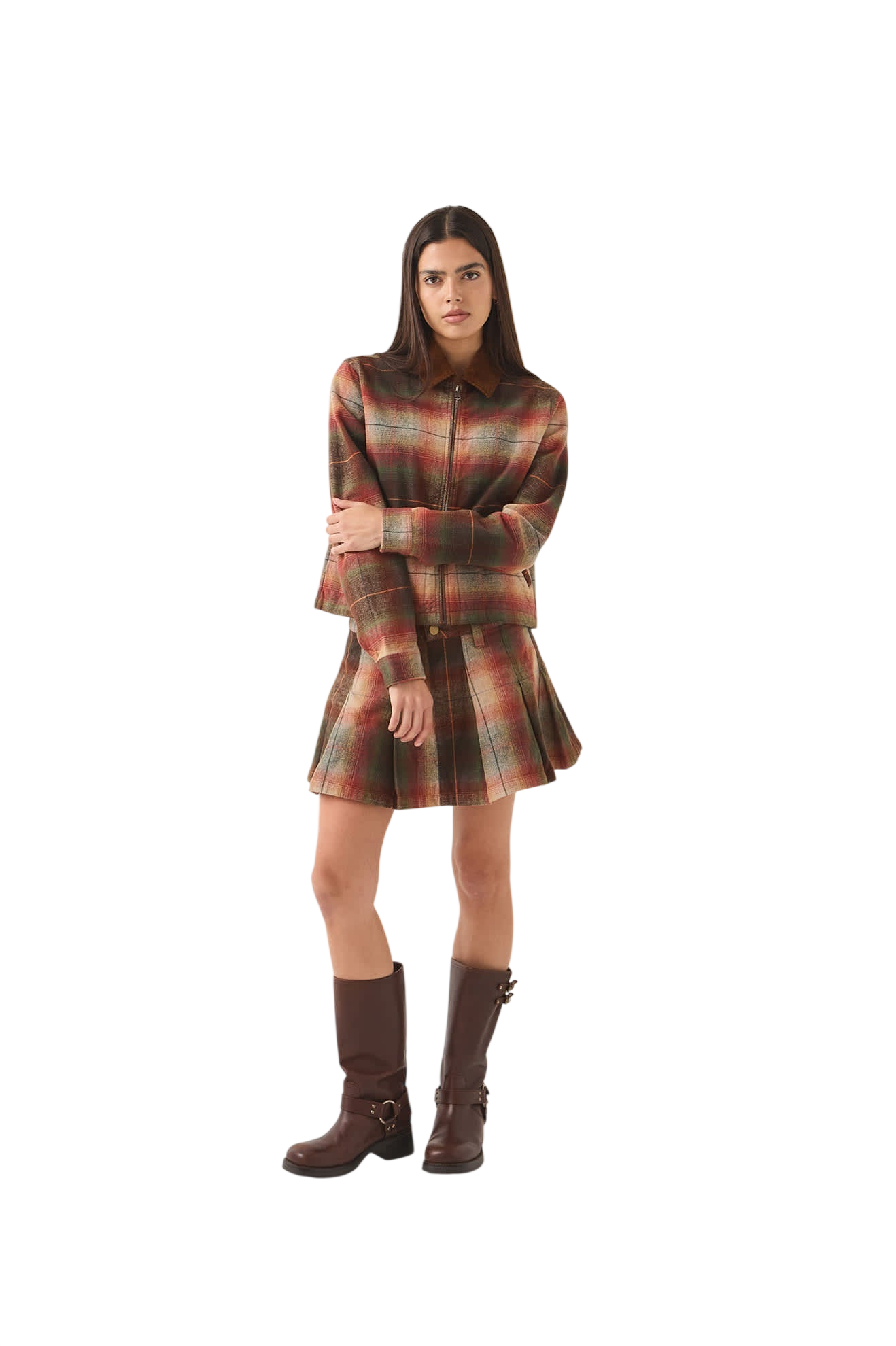 Brixton W Pleated Mini Skirt Multi Shadow - vue principale