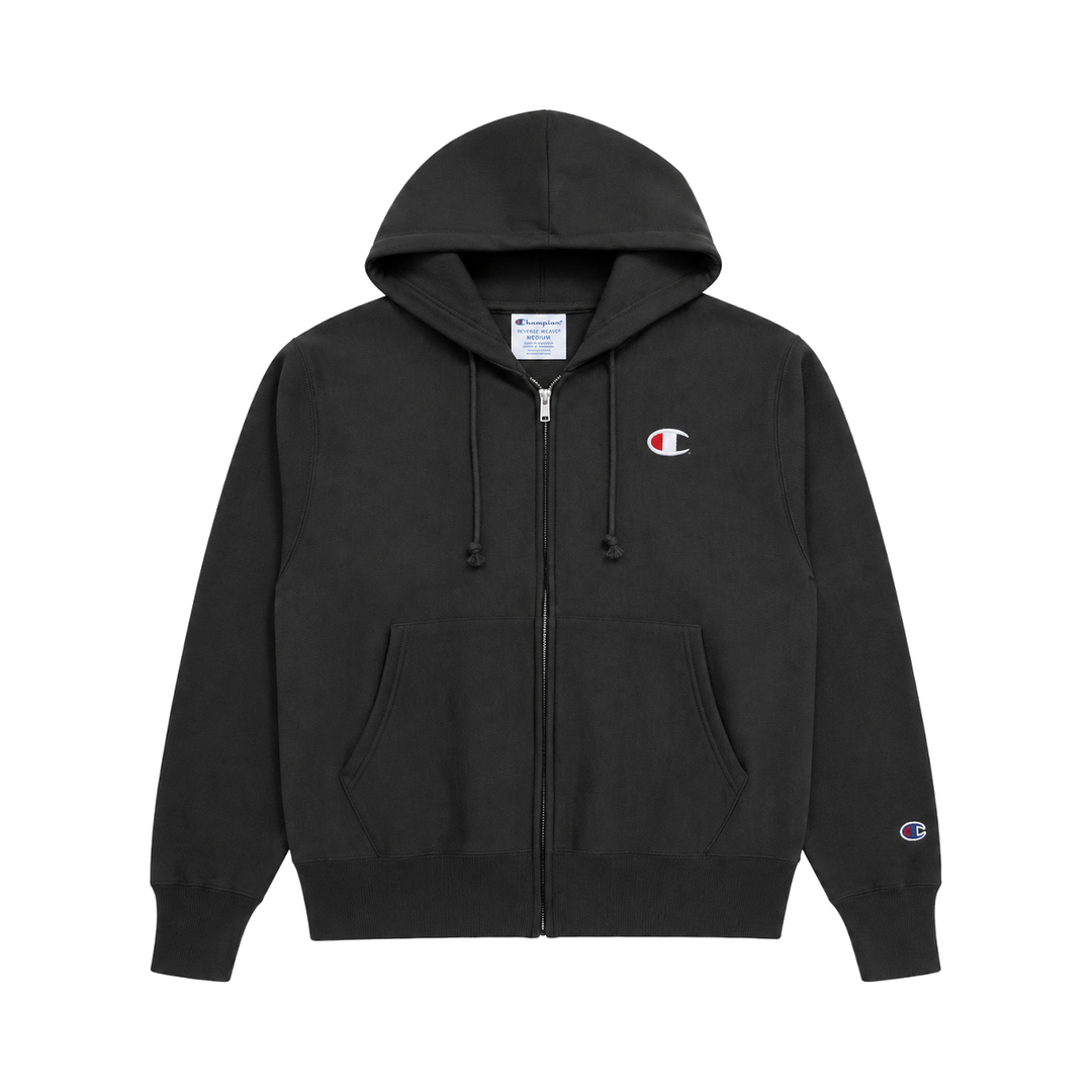 CHAMPION M REVERSE WEAVE FULL ZIP HOOD - flat lay
