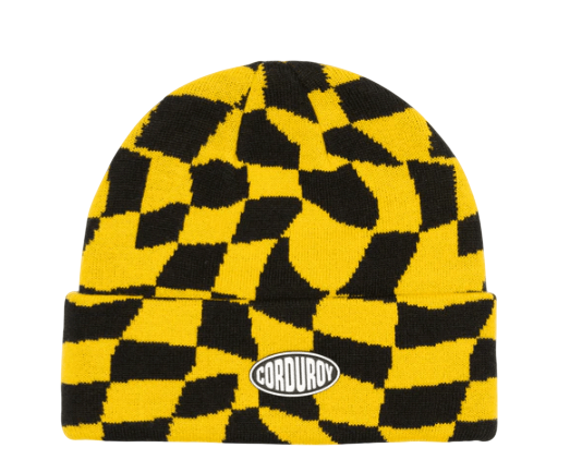 CORDUROY WAVY CHECK BEANIE - Boutique Homies