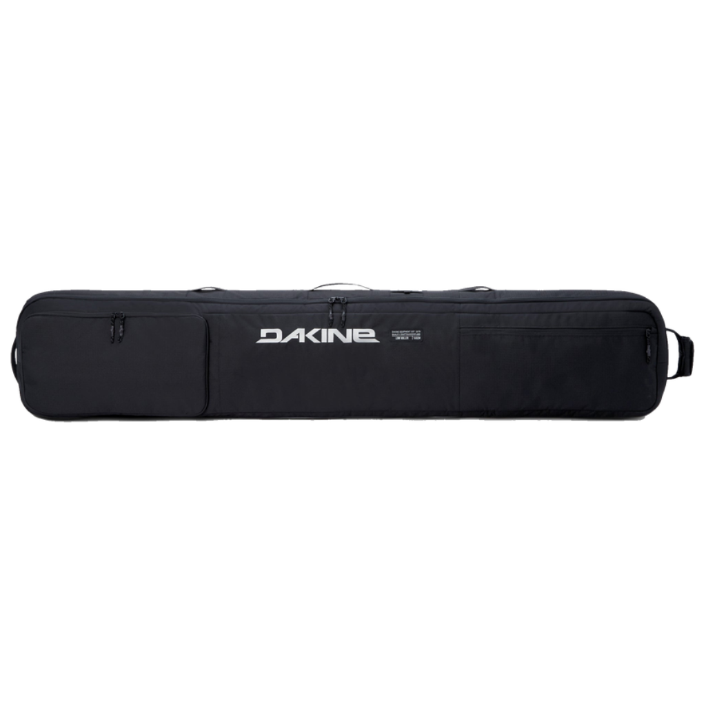 Sac de snowboard Dakine Low Roller noir, vue de face avec poches et poignées