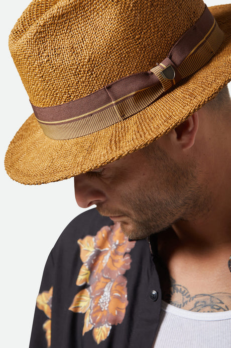 BRIXTON ROMA STRAW FEDORA 
