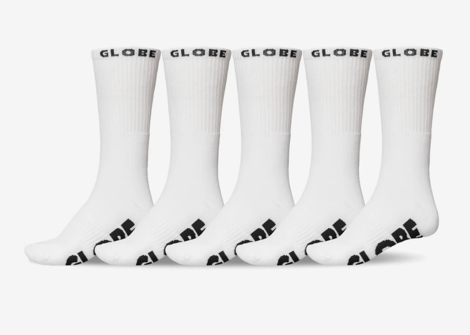 GLOBE WHITEOUT CREW SOCK 5 PACK - Boutique Homies