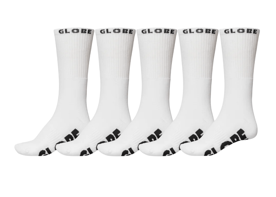 GLOBE WHITEOUT CREW SOCK 5 PACK - Boutique Homies