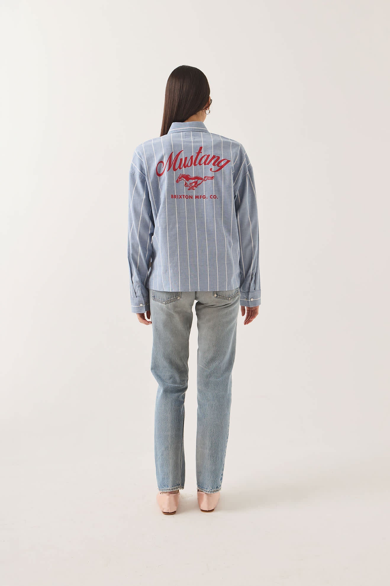 BRIXTON X FORD W MUSTANG SALLY LS SHIRT - Blue Chambray/Stripe