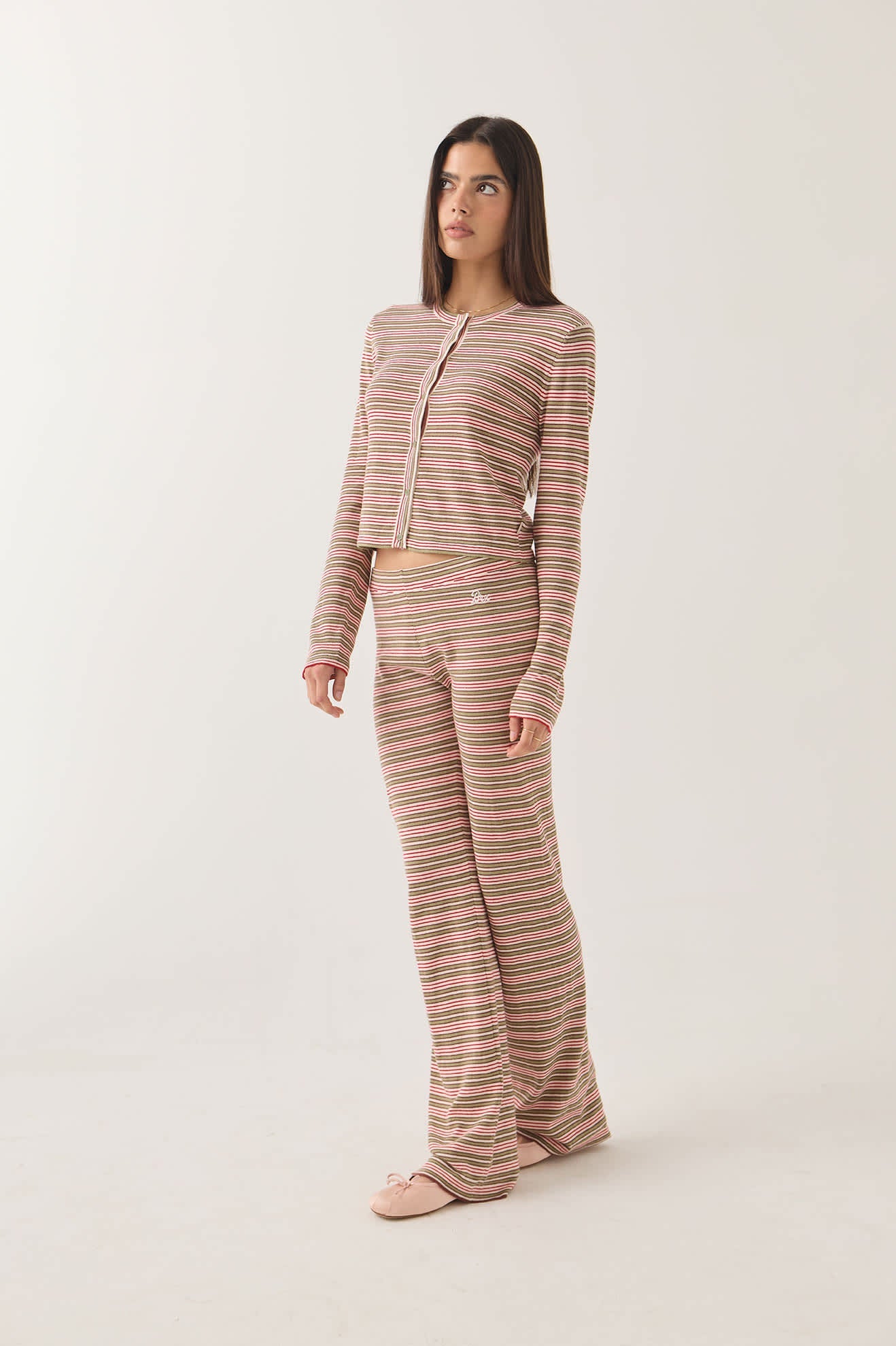 Brixton W Bixby LW Cardigan Green Multi Stripe - vue 2