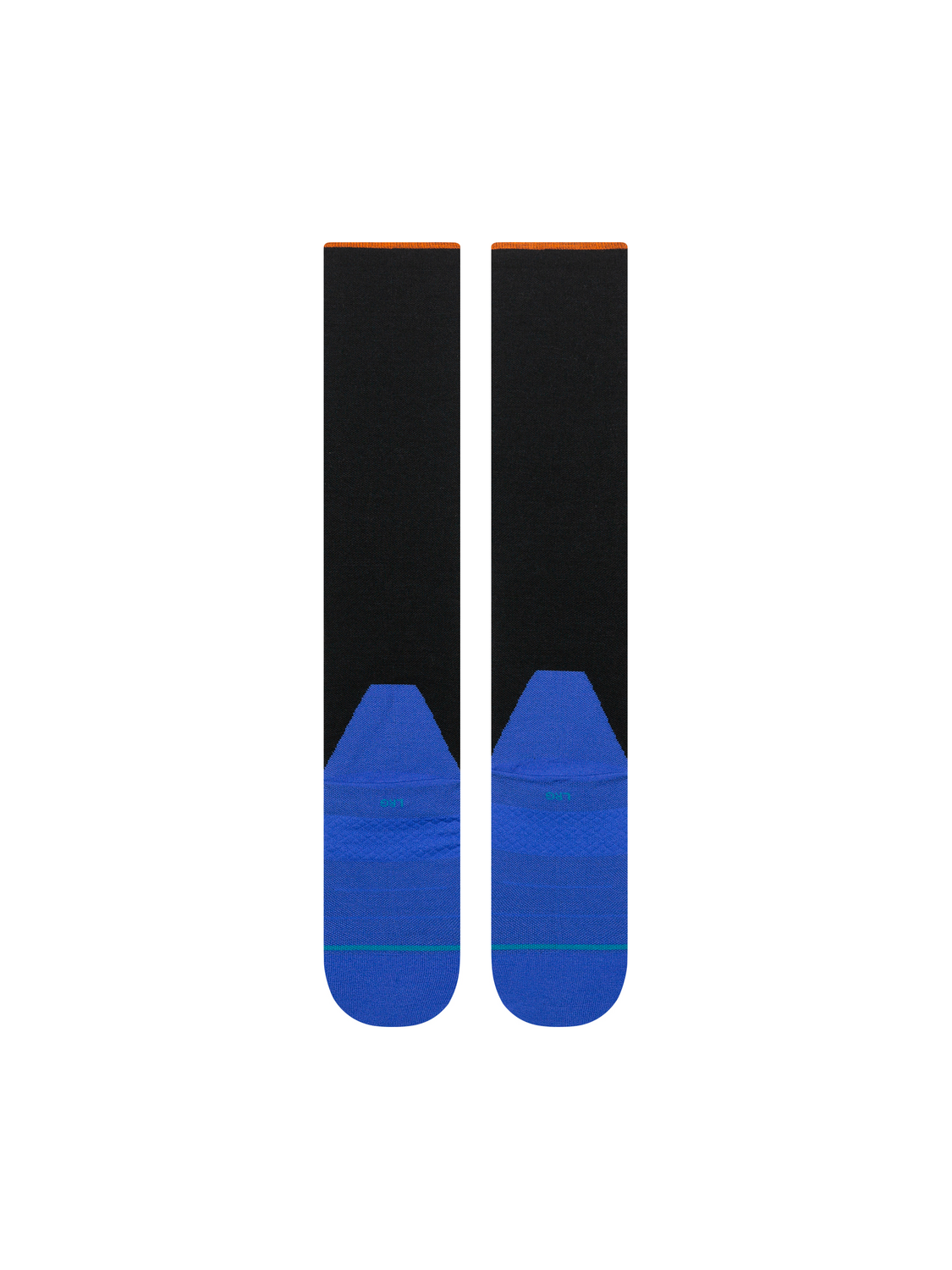Bas de neige Stance Two Tone Ultra Light Wool Black, pieds bleus — paire à plat, côté talons.