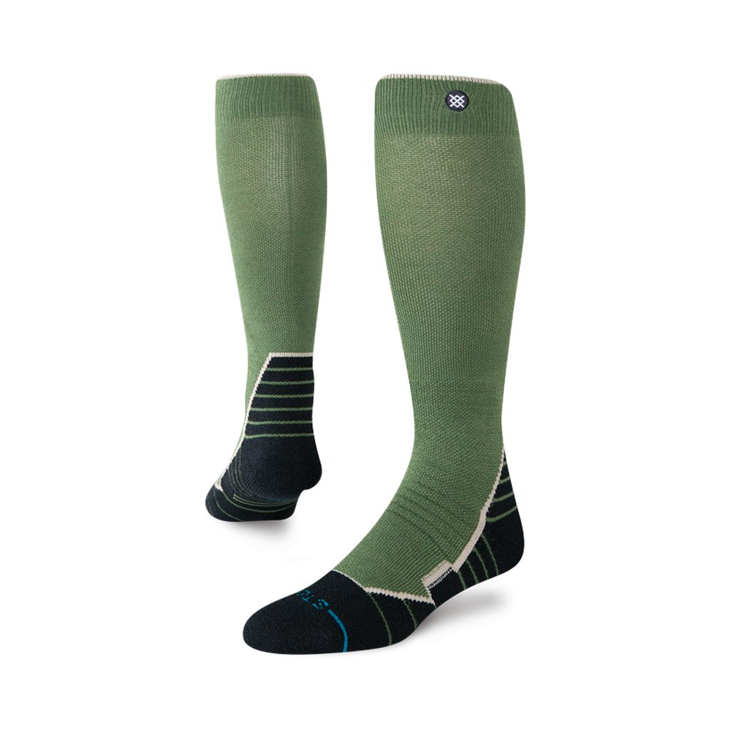 Bas de neige Stance Contrast Mid Wool Green, verts avec pieds noirs — paire présentée en volume.