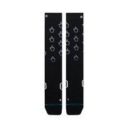 Bas de neige Stance Cursor Mid Poly Black, motif de curseurs blancs — paire à plat, côté logo.