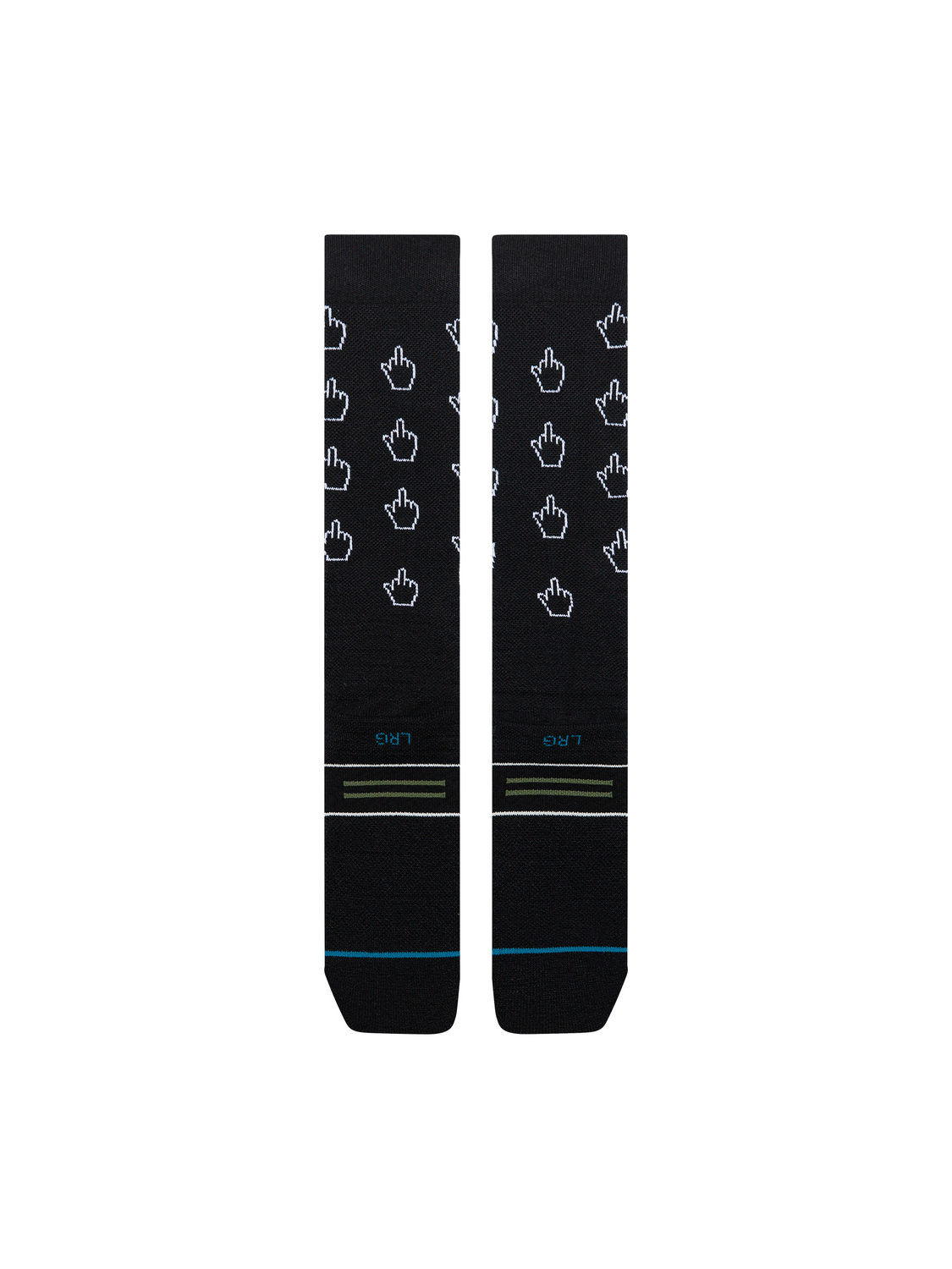 Bas de neige Stance Cursor Mid Poly Black, motif de curseurs blancs — paire à plat, côté talons.