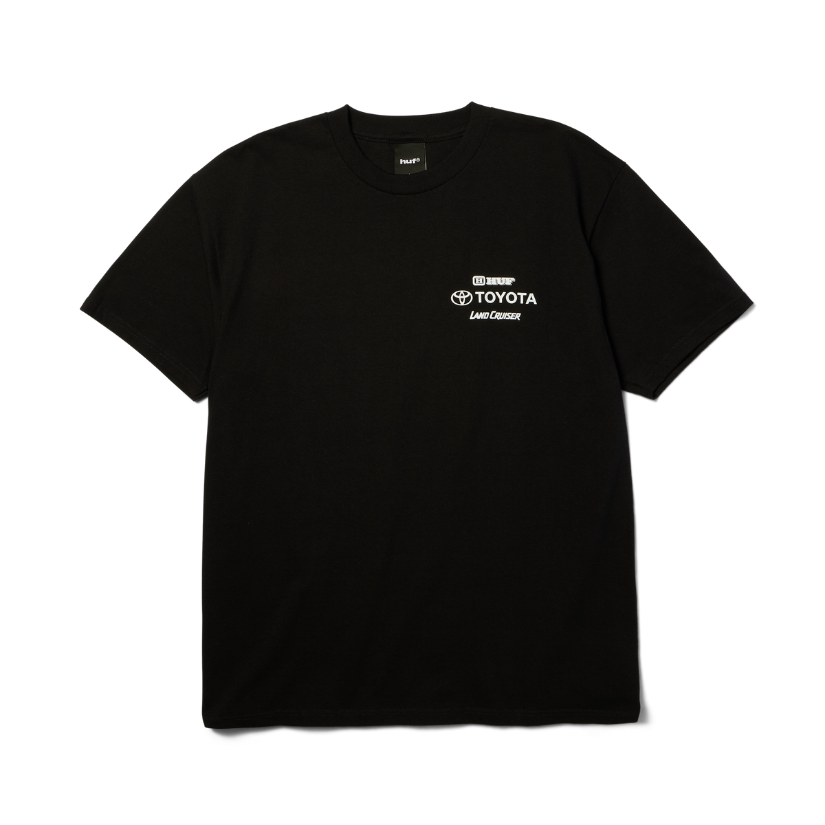 T-shirt HUF x Toyota Land Cruiser Special noir — vue de face avec petit logo sur la poitrine.