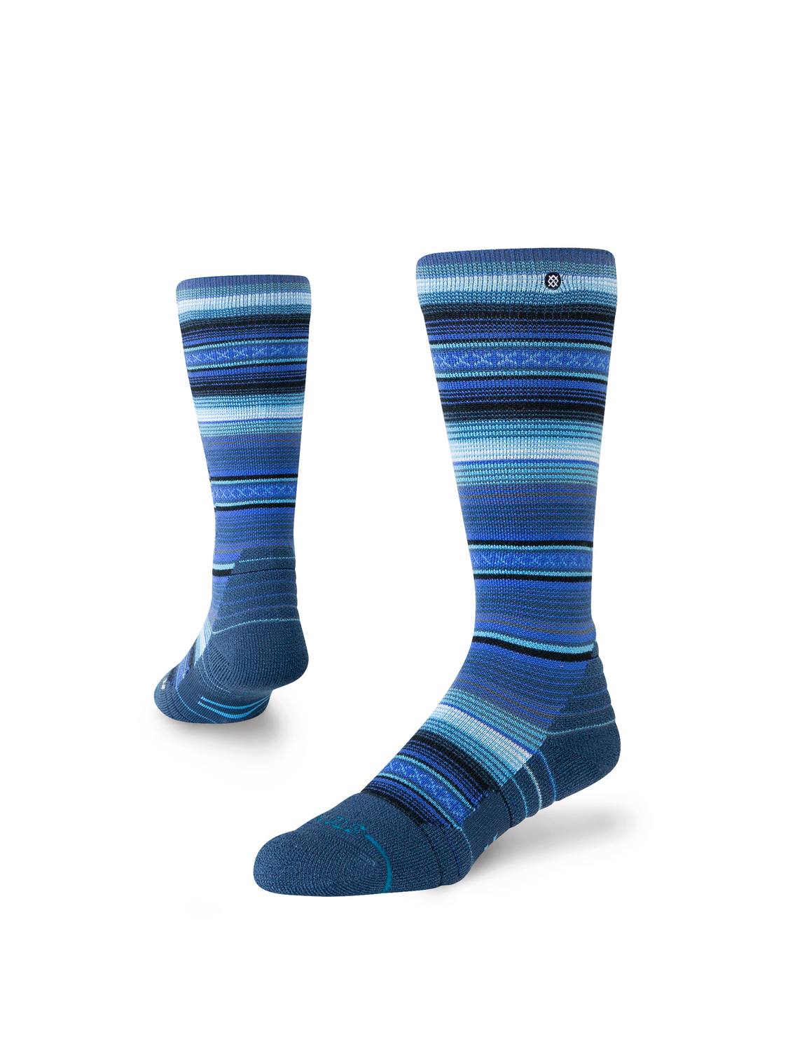 Bas de neige pour enfant Stance Curren Mid Wool Blue, rayures bleues — paire présentée en volume.
