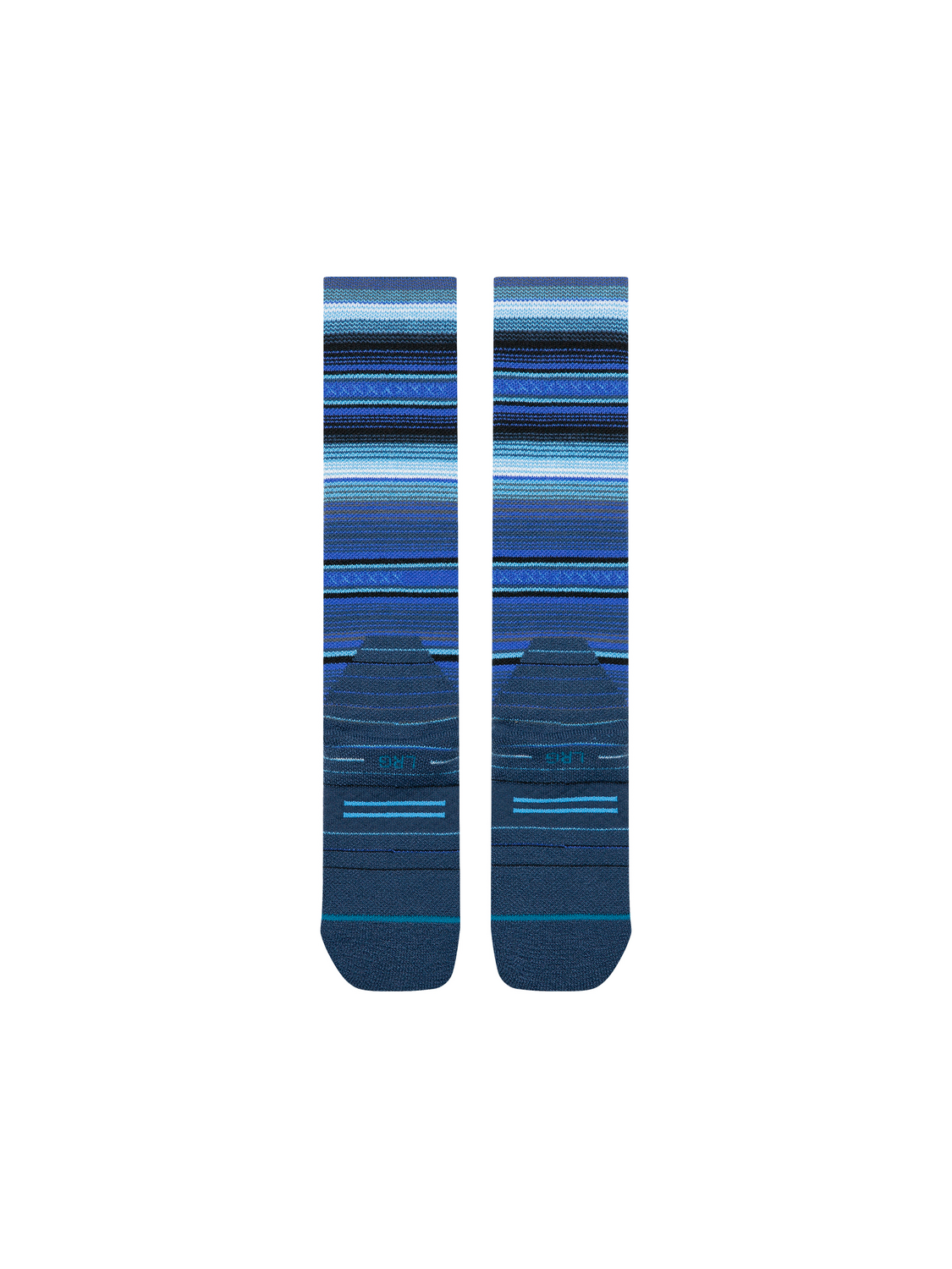 Bas de neige pour enfant Stance Curren Mid Wool Blue, rayures bleues — paire à plat, côté talons.
