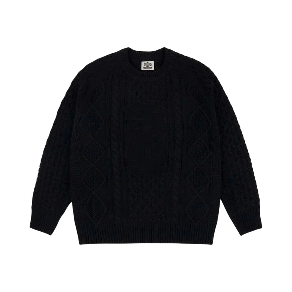 SOUVENIR ENGINEERED CABLE KNIT SWEATER BLACK