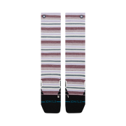 Bas de neige pour femme Stance Serape Mid Wool Lilac, rayures lilas — paire à plat, côté logo.