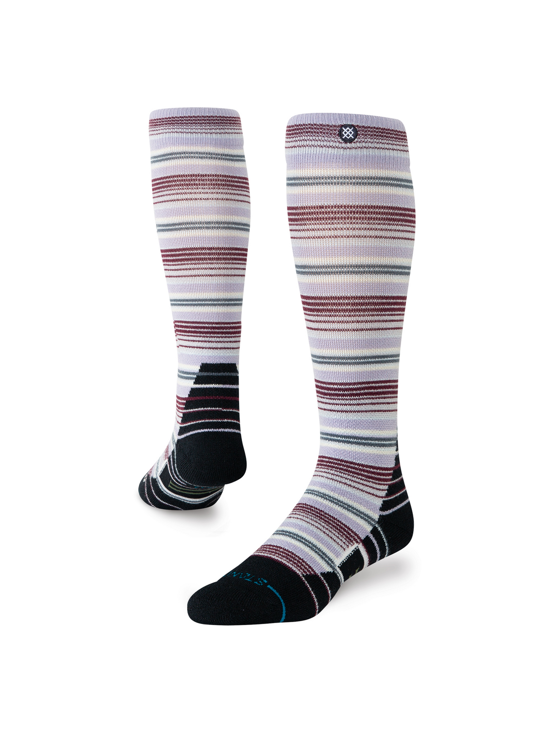 Bas de neige pour femme Stance Serape Mid Wool Lilac, rayures lilas — paire présentée en volume.