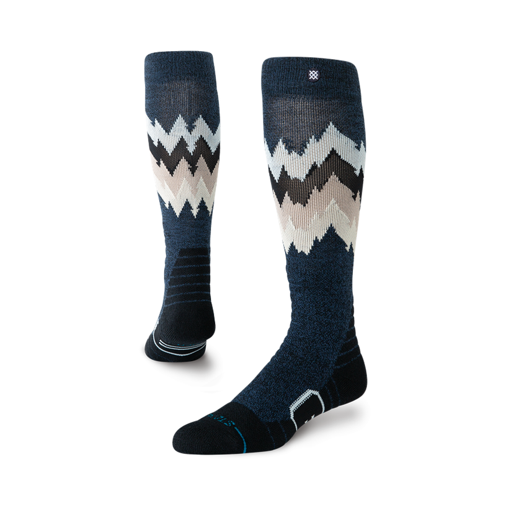 Bas de neige pour femme Stance Thompson Mid Wool Black Heather, motif à chevrons — paire présentée en volume.